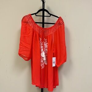Plus size Karen Kane orange blouse
